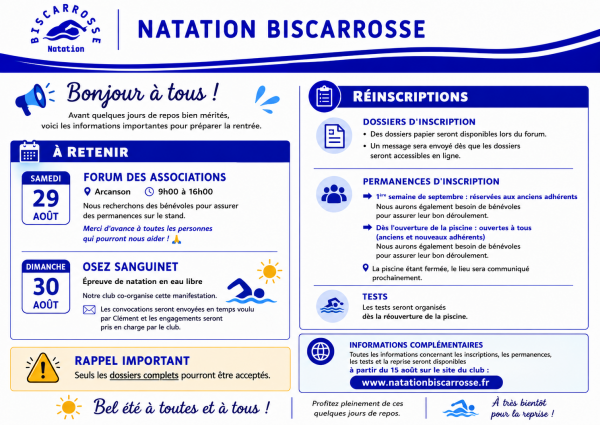 Flyers d'information Saison 2026-2027